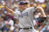 SEATTLE:  Starting pitcher Mat Latos #38 of the San Diego Padres pitches against the Seattle Mariners at Safeco Field in Seattle, Washington. The Mariners defeated the Padres 3-1.  (Photo by Otto Greule Jr/Getty Images)