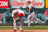 ST. LOUIS: Colby Rasmus #28 of the St. Louis Cardinals reacts to being caught stealing second base against the Cincinnati Reds at Busch Stadium in St. Louis Missouri.  The Cardinals beat the Reds 4-2.  (Photo by Dilip Vishwanat/Getty Images)