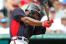 JUPITER, FL - Jason Heyward #22 of the Atlanta Braves bats during a game against the Miami Marlins at Roger Dean Stadium in Jupiter, Florida.  (Photo by Sarah Glenn/Getty Images)