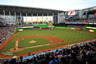 Miami, FL, USA; Miami Marlins starting pitcher Josh Johnson (55) throws out the first pitch in the first inning against the St. Louis Cardinals during opening day at Marlins Ballpark. Mandatory Credit: Steve Mitchell-US PRESSWIRE