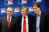Major League Baseball Executive Vice President Rob Manfred, Major League Baseball Commissioner Bud Selig and Major League Baseball Players Association Executive Director Michael Weiner attend a news conference at MLB headquarters in New York City. Selig and Weiner announced a new five-year labor agreement between the MLB and the MLBPA.  (Photo by Patrick McDermott/Getty Images)