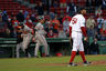 Boston, MA, USA; Baltimore Orioles center fielder Adam Jones rounds third base after hitting a three run home run off Boston Red Sox pitcher Darnell McDonald during the 17th inning at Fenway Park. Credit: Greg M. Cooper-US PRESSWIRE