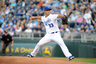 Aug 14, 2012; Kansas City, MO, USA; Kansas City Royals starting pitcher Jeremy Guthrie (33) delivers a pitch in the first inning against the Oakland Athletics at Kauffman Stadium. Mandatory Credit: John Rieger-US PRESSWIRE