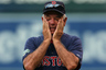 Boston Red Sox manager Bobby Valentine looks on during batting practice prior to the start of the game against the Los Angeles Angels of Anaheim at Angel Stadium in Anaheim, California.  (Photo by Jeff Gross/Getty Images)