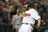 Closing pitcher Chris Perez #54 of the Cleveland Indians celebrates after the last strike to end the game as the Indians defeated the Cincinnati Reds at Progressive Field in Cleveland, Ohio. The Indians defeated the Reds 10-9. (Photo by Jason Miller/Getty Images)