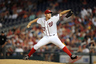 Stephen Strasburg of the Washington Nationals pitches against the Miami Marlins at Nationals Park in Washington, DC.  (Photo by Greg Fiume/Getty Images)