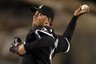 Chicago White Sox starting pitcher Freddy Garcia throws to the Los Angeles Angels during the first inning of a baseball game in Anaheim, Calif., Friday, Sept. 24, 2010. (AP Photo/Chris Carlson)